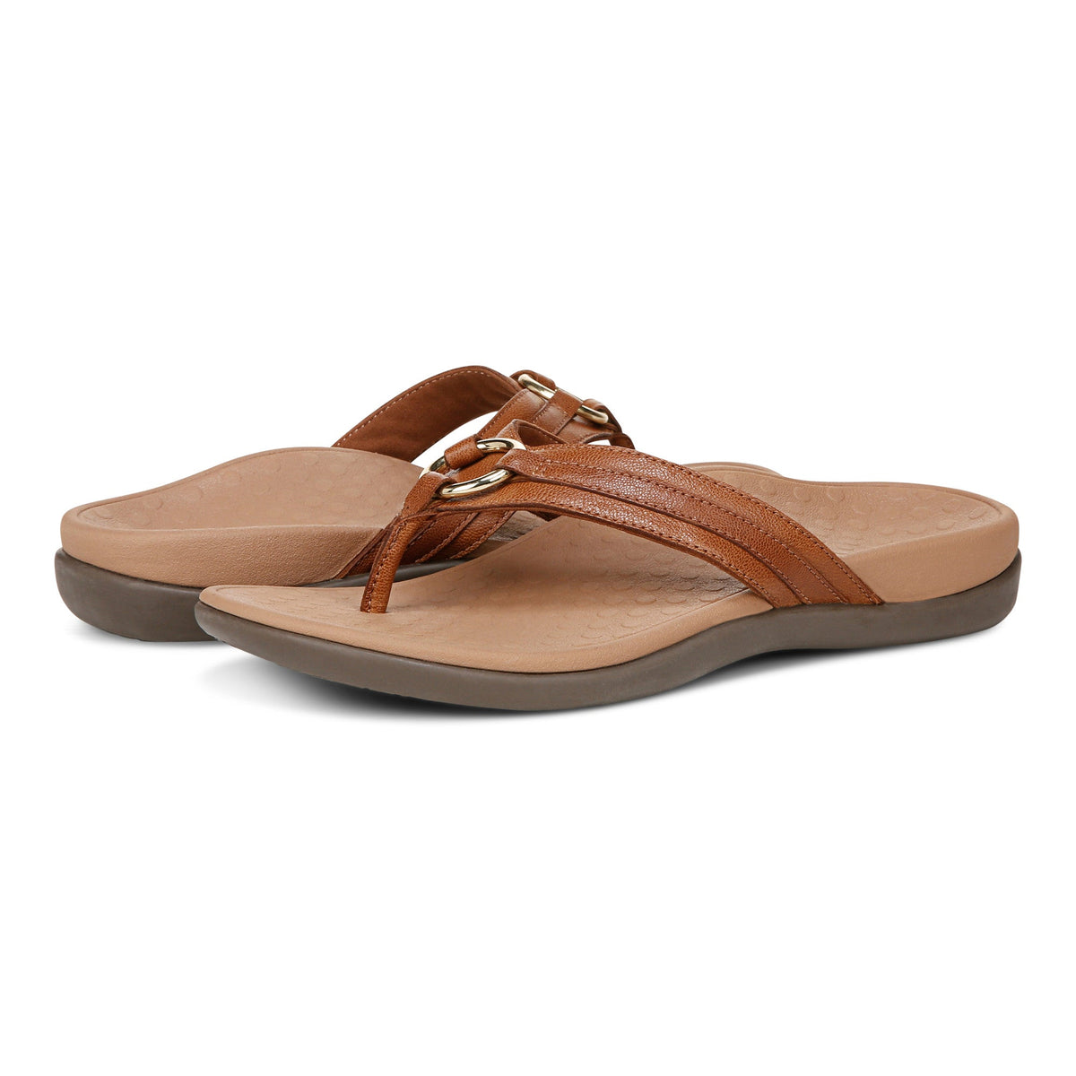 Vionic Women's Tide Aloe Mocha Brown Leather Flip Flop Sandal. - Women's SandalVionic