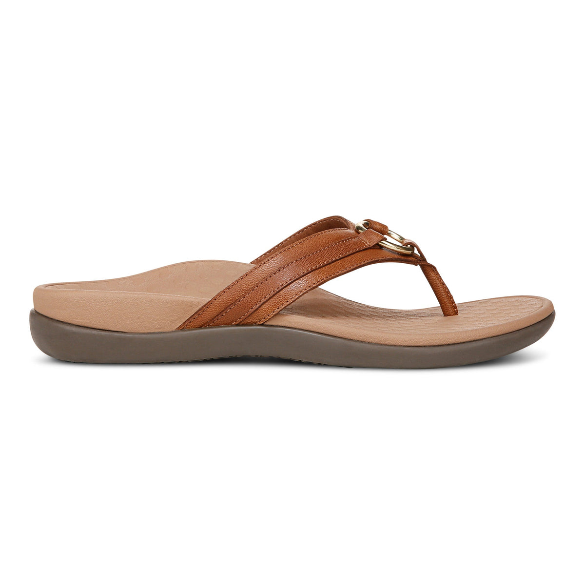 Vionic Women's Tide Aloe Mocha Brown Leather Flip Flop Sandal. - Women's SandalVionic