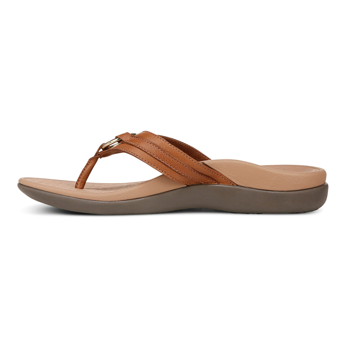 Vionic Women's Tide Aloe Mocha Brown Leather Flip Flop Sandal. - Women's SandalVionic