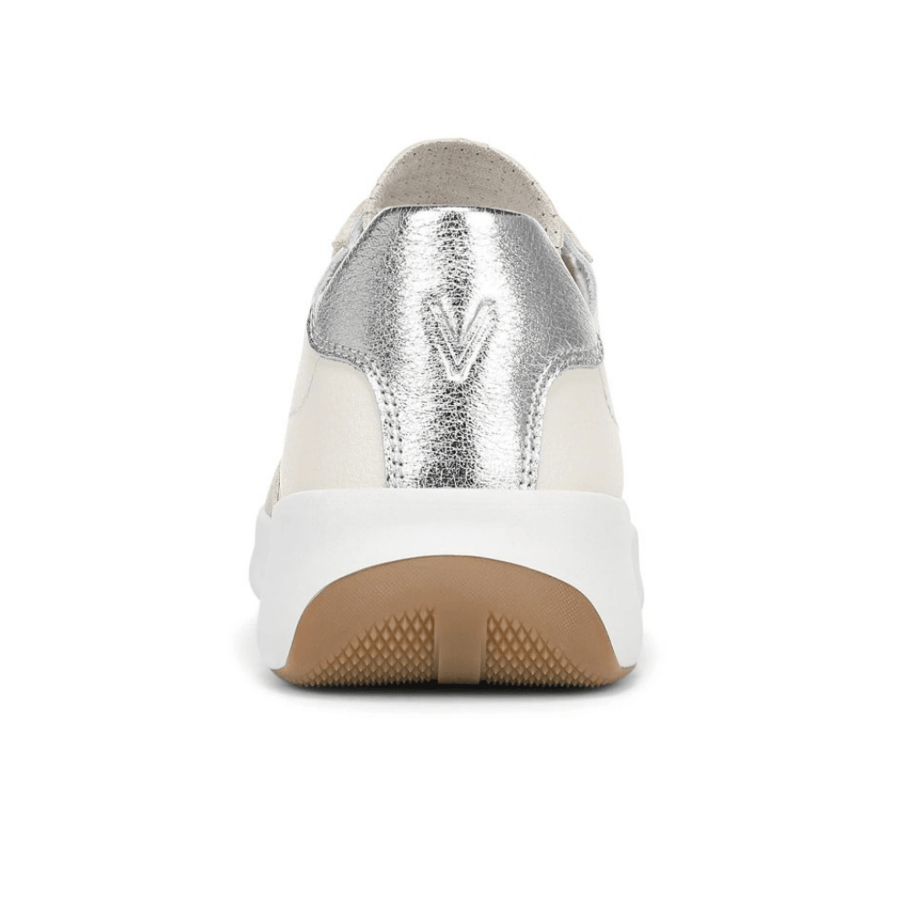 Vionic Women's Uptown Sneaker - Ivory Leather/Silver 5