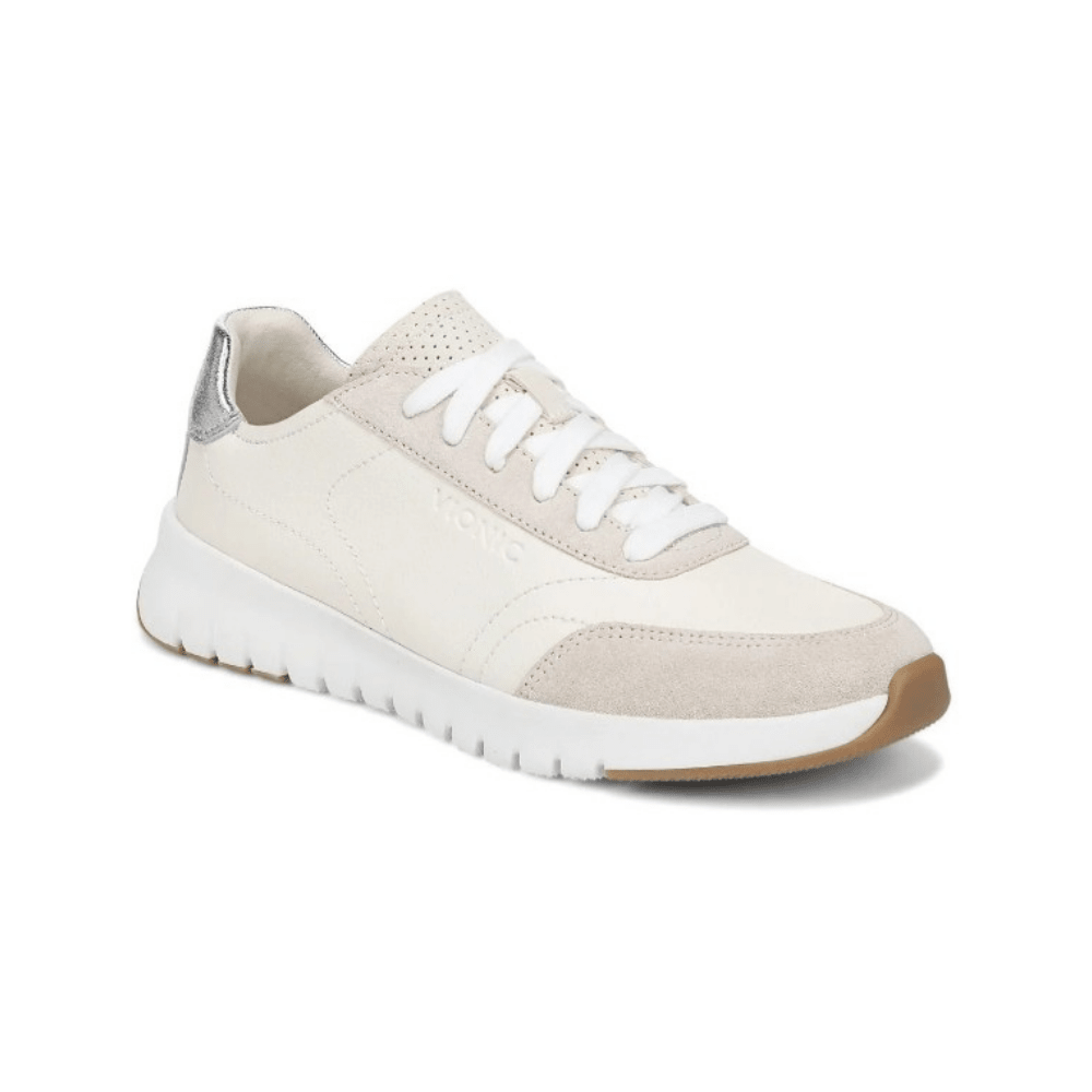 Vionic Women's Uptown Sneaker - Ivory Leather/Silver 1
